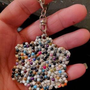 Colorful Beaded Flower Brooch